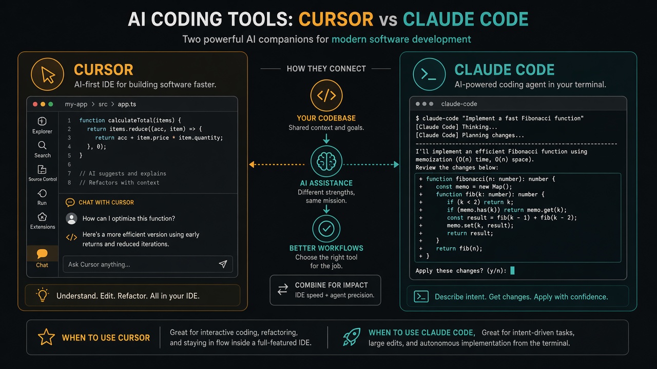 Схема сравнения Cursor и Claude Code